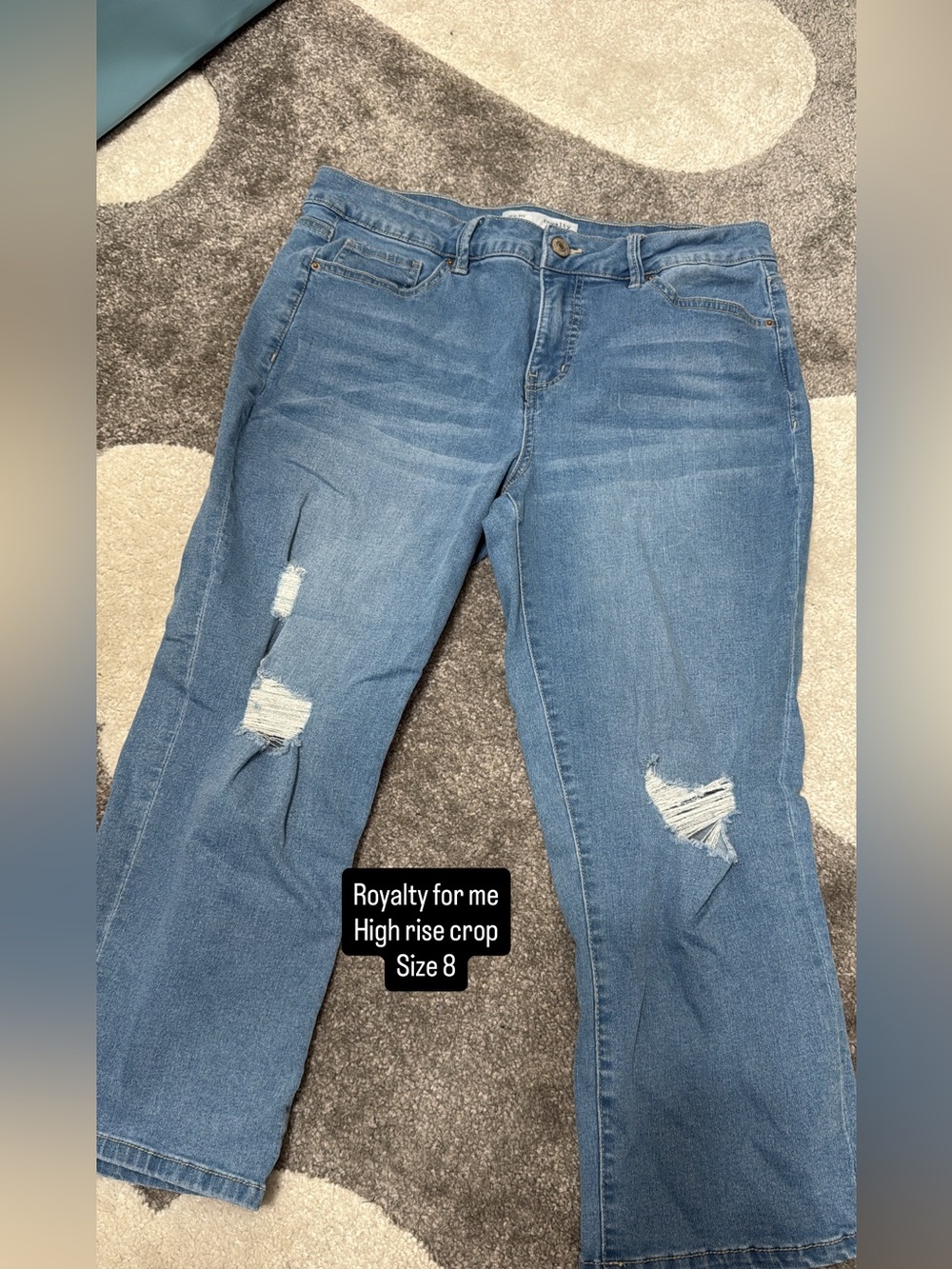 Royalty For Me High-Rise Cropped Distressed Jeans - Blue